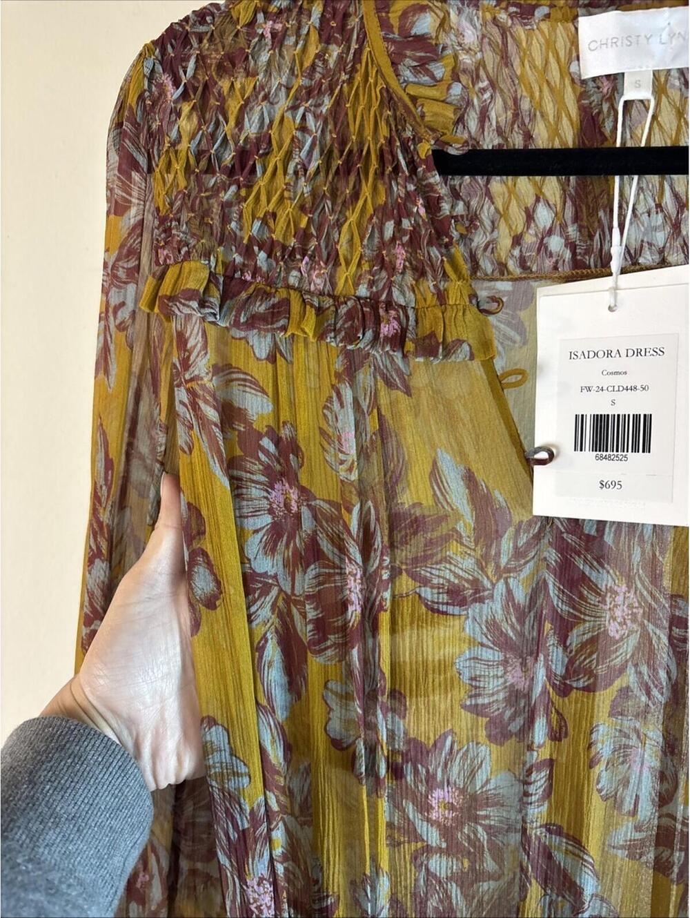 Christy Lynn Isadora Unlined Midi Dress, $695 NWT, Size S #2437 - Picture 3 of 4